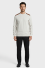 Vurden Grey sweater on model, front view