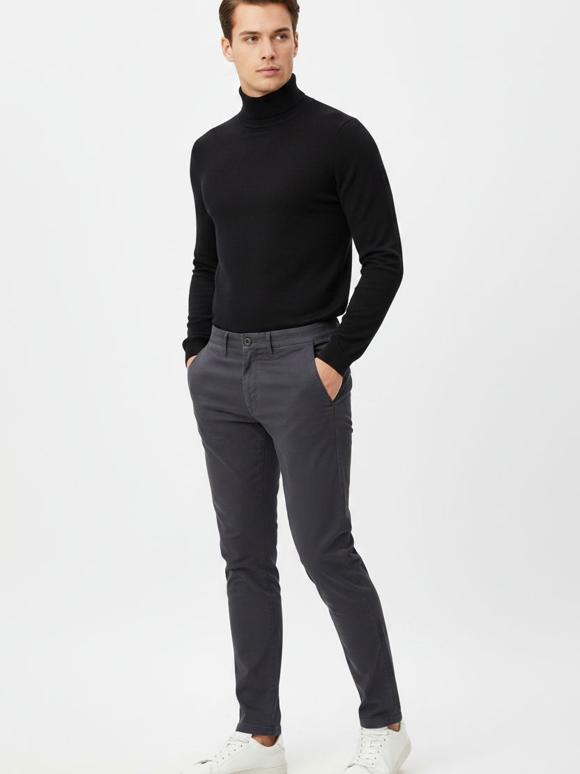 WAM DENIM Chino 72446 Thalin Anthracite - Three-Quarter View