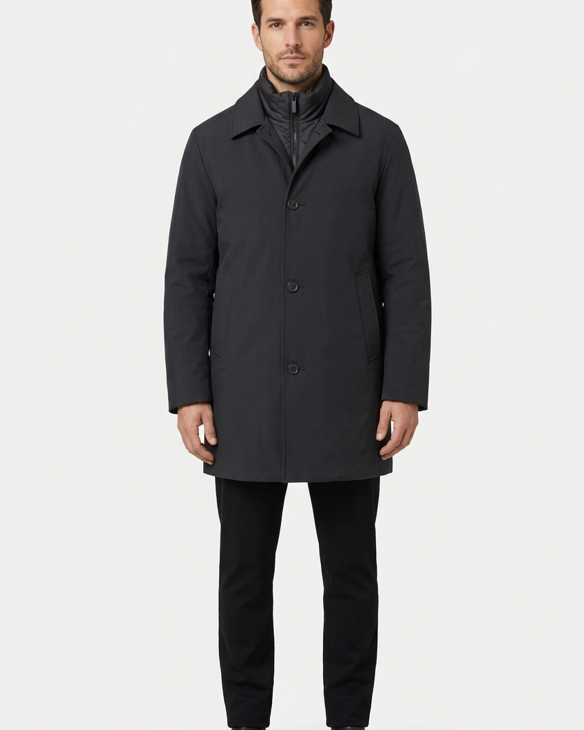 Trek winter jacket on model, front view