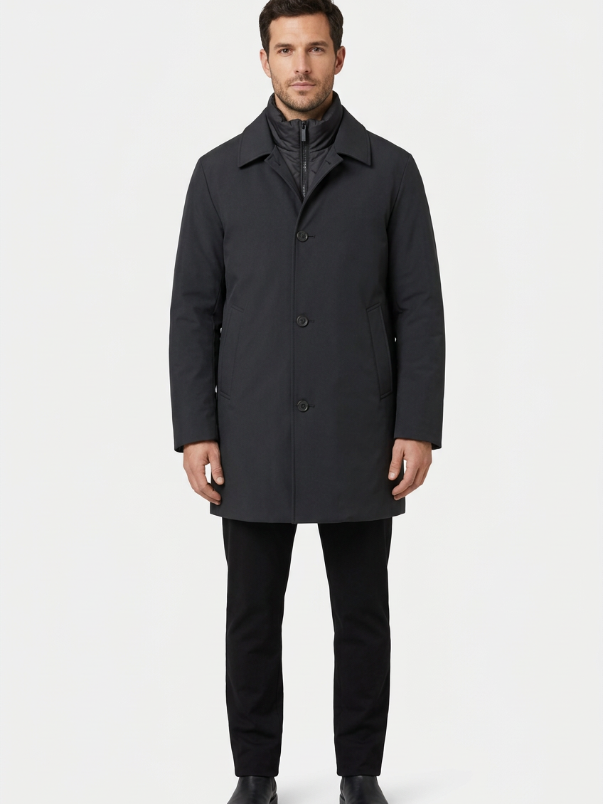 Trek winter jacket on model, front view