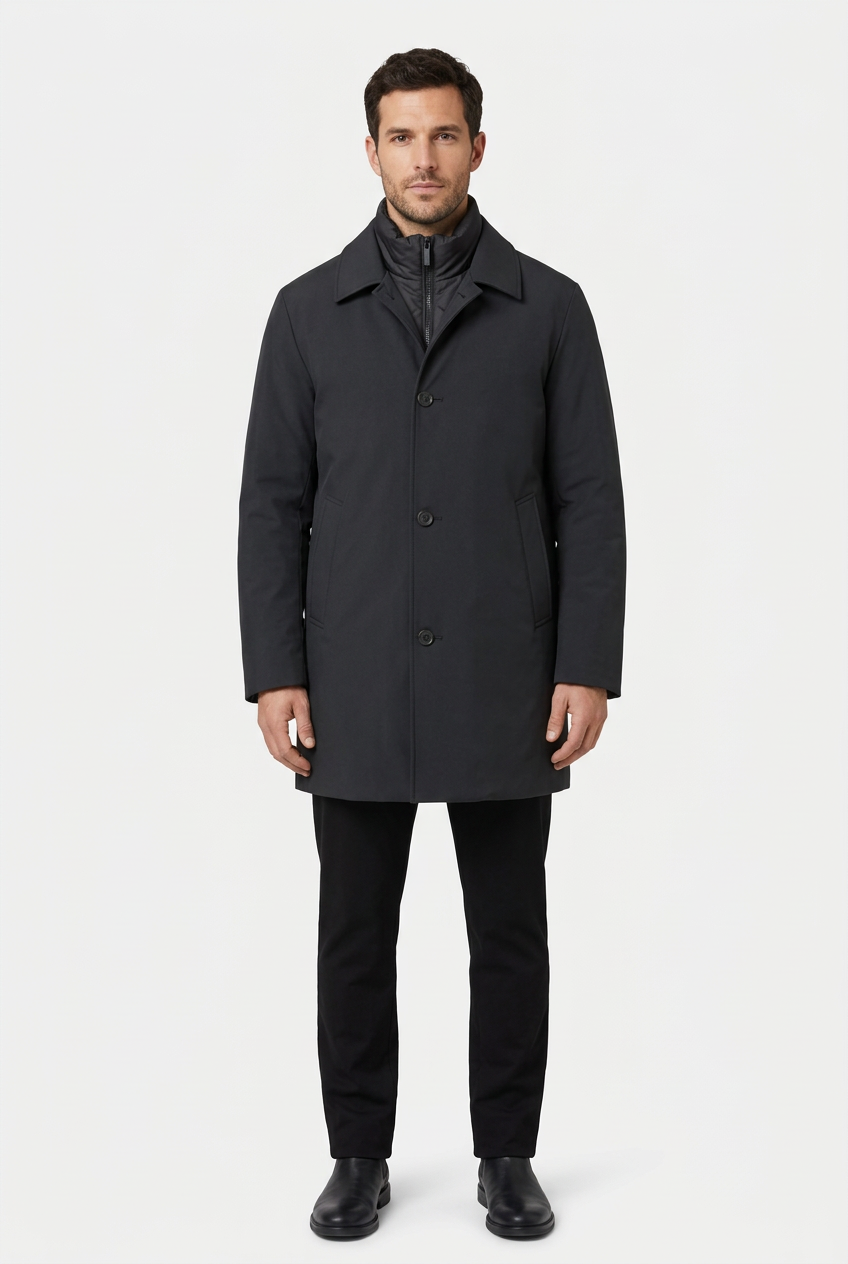 Trek winter jacket on model, front view