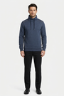 Malvik Navy sweater on model, front view