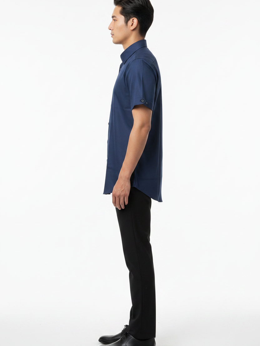 Lorven Navy Short Sleeve Shirt - Side View