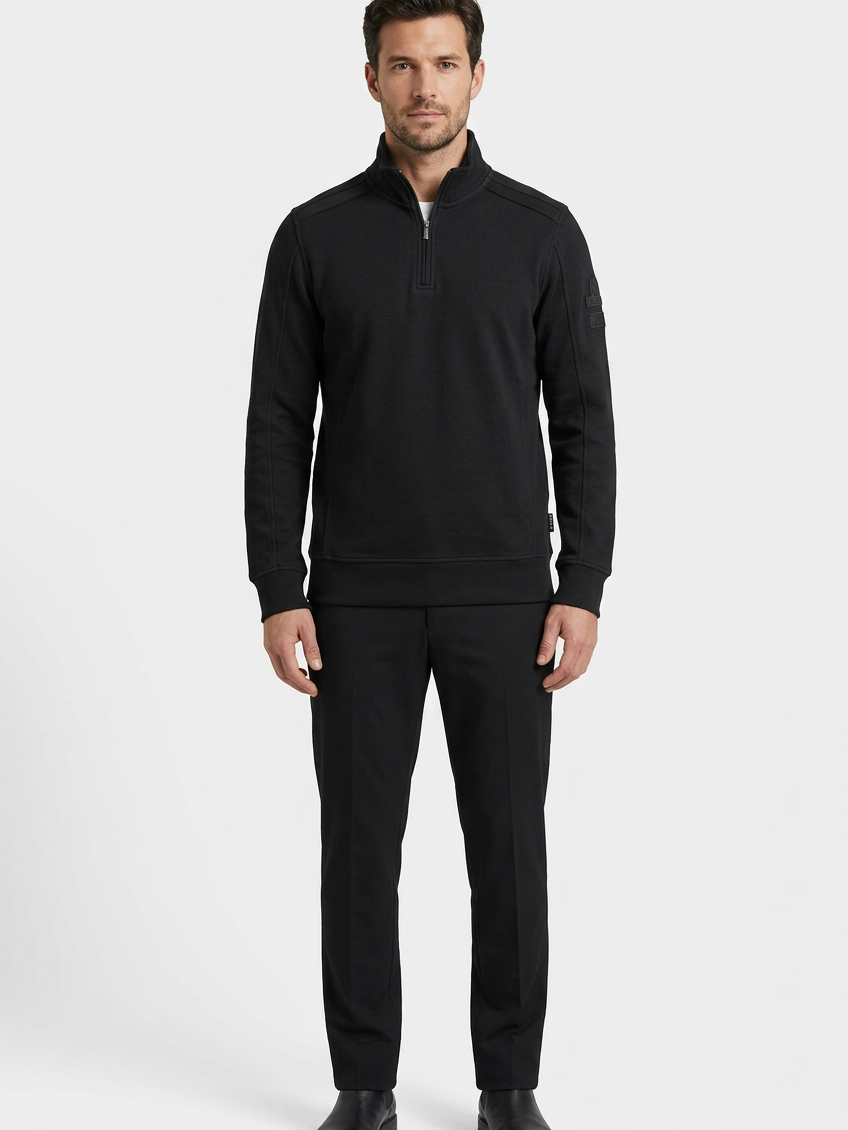 Nerik Black sweater on model, front view