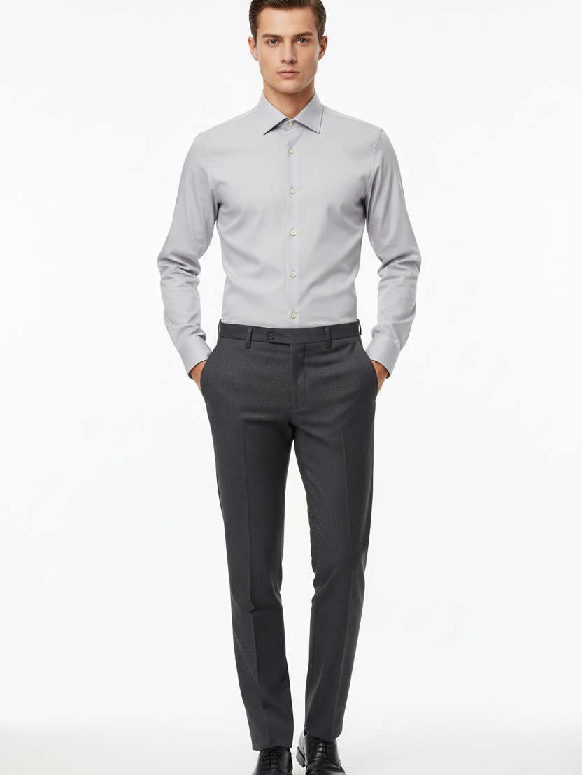 WAM DENIM Norvik Light Grey Shirt - Front View