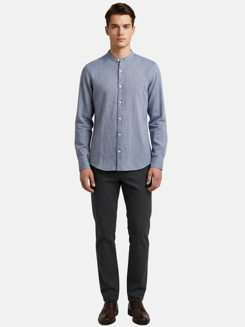 Merax Indigo Long Sleeve Shirt - Tucked In