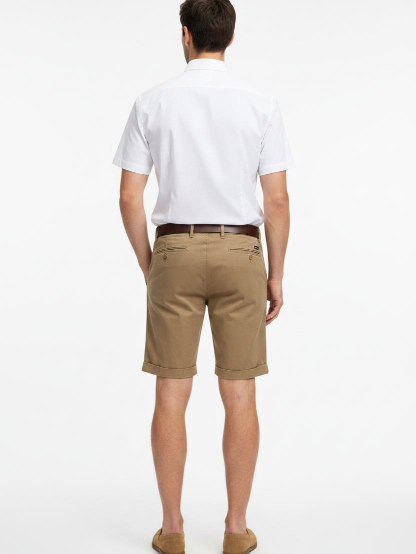 Wam Denim Kelden Dark Beige Chino Shorts – model back view