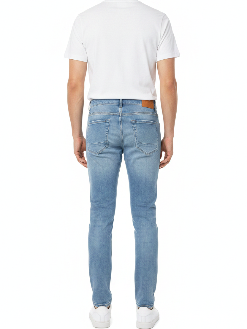 Back view - Rylor Light Blue Slim Fit Jeans on model