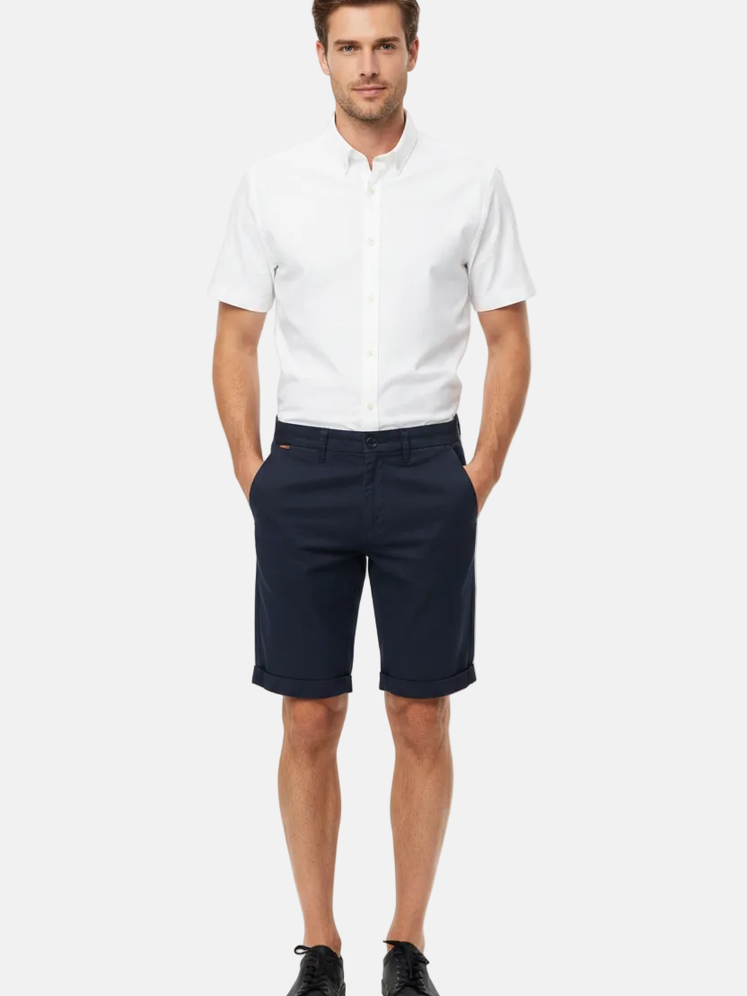Wam Denim Kelden Navy Chino Shorts – model front view with size label