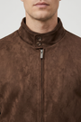Winter Jacket 71316 Milo brown, collar and zipper detail on model