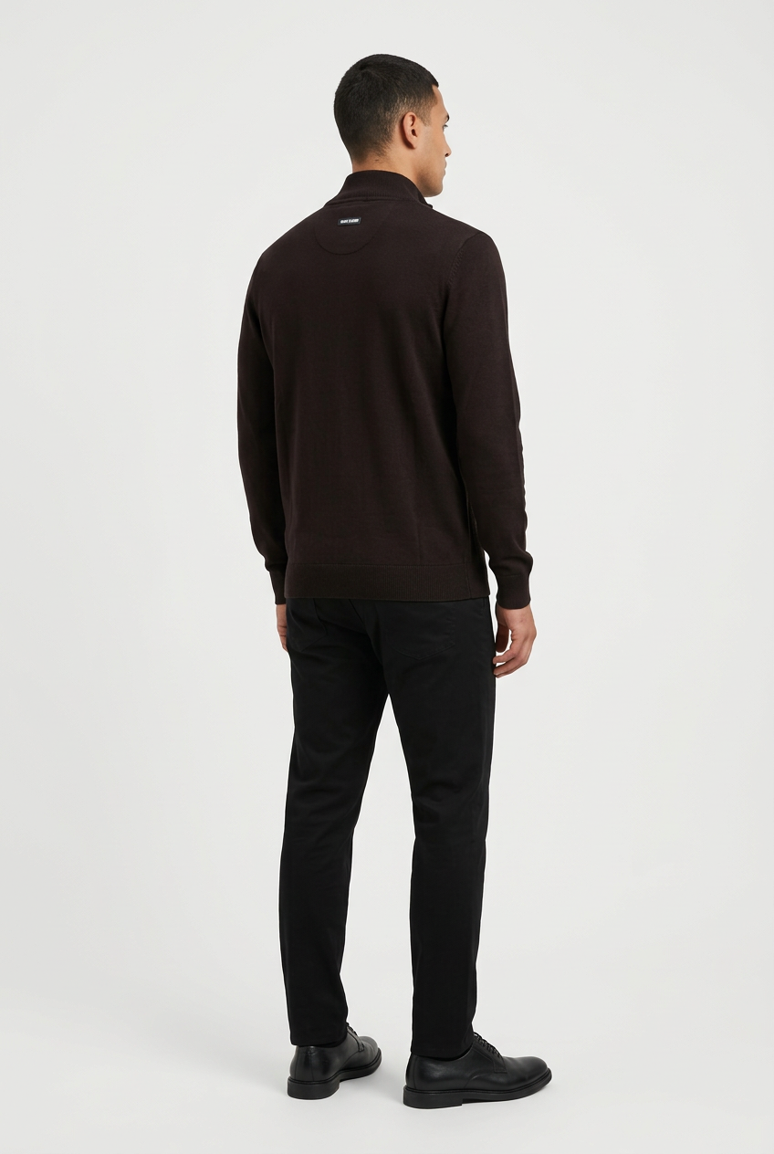 Pullover 76443 Mist Brown back three-quarter model view