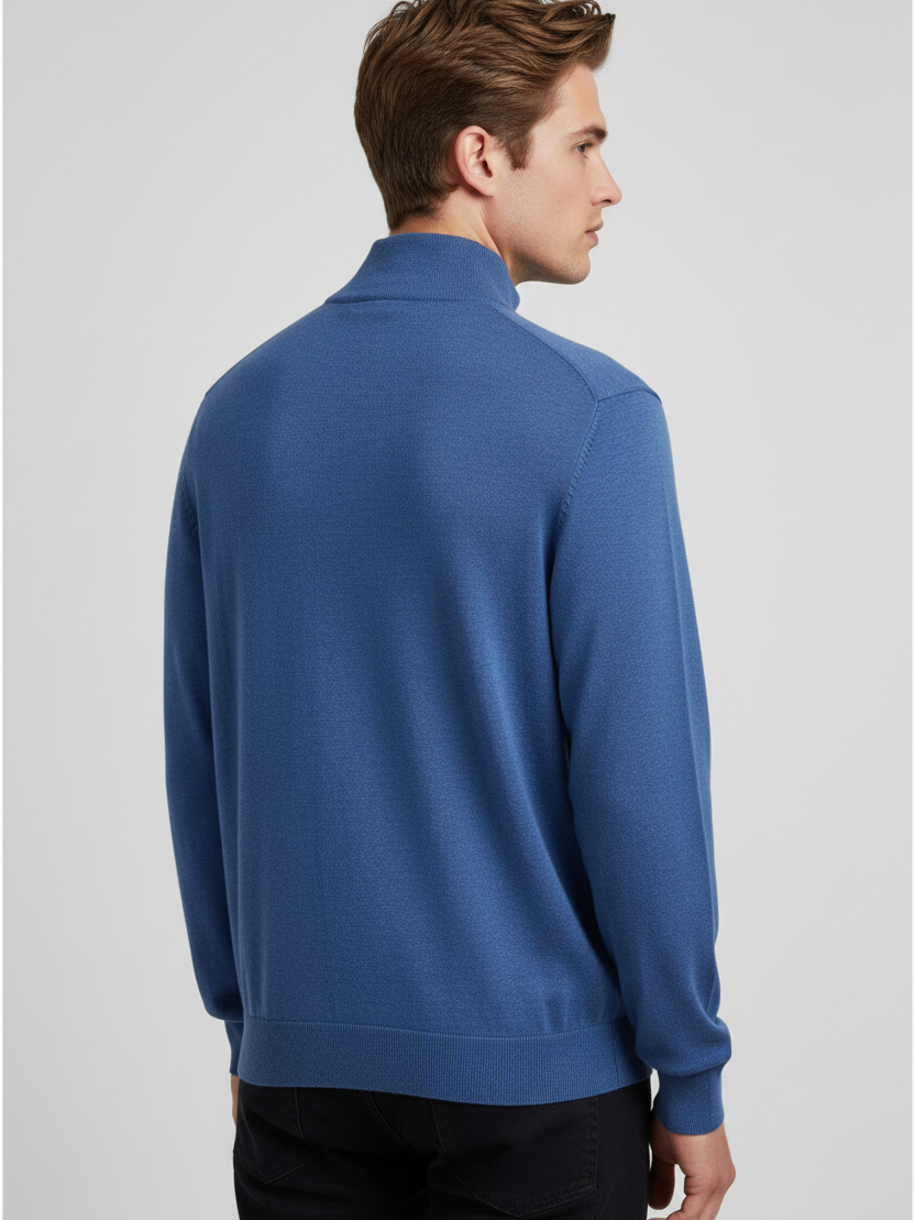 Halron Dark Blue Half-Zip Pullover - Back Upper Body