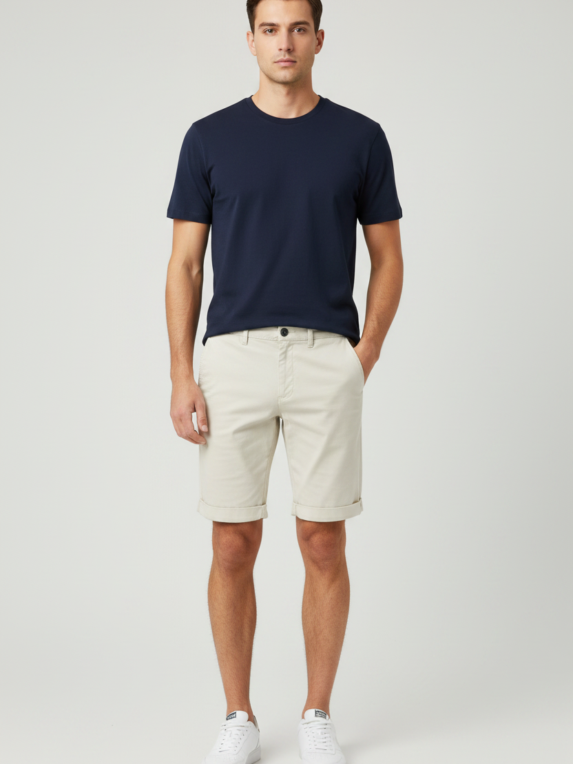 Zurex Chino Shorts - Front Navy Tee