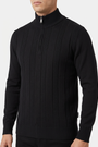 Mist Black pullover quarter-zip and knit detail on model