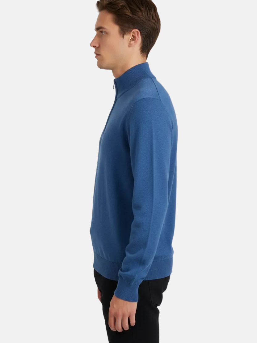 Halron Dark Blue Half-Zip Pullover - Side View