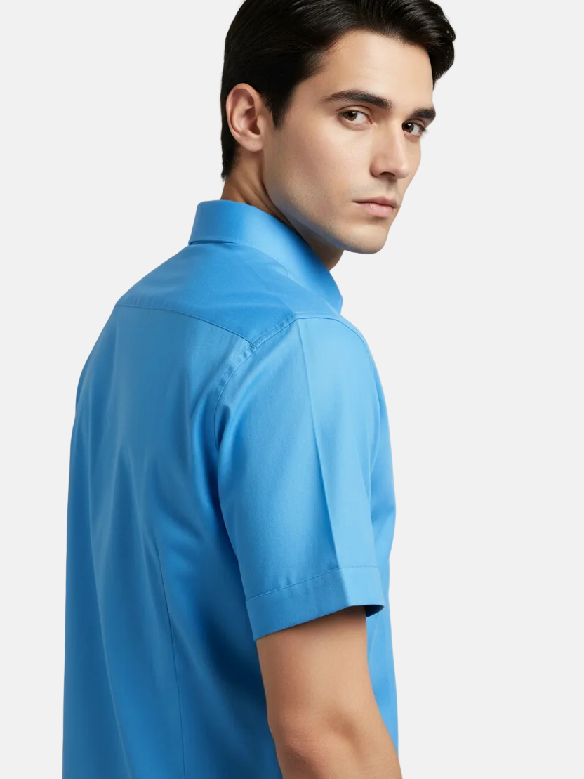 Valmor Sky Blue Short Sleeve Shirt - Back Upper Body