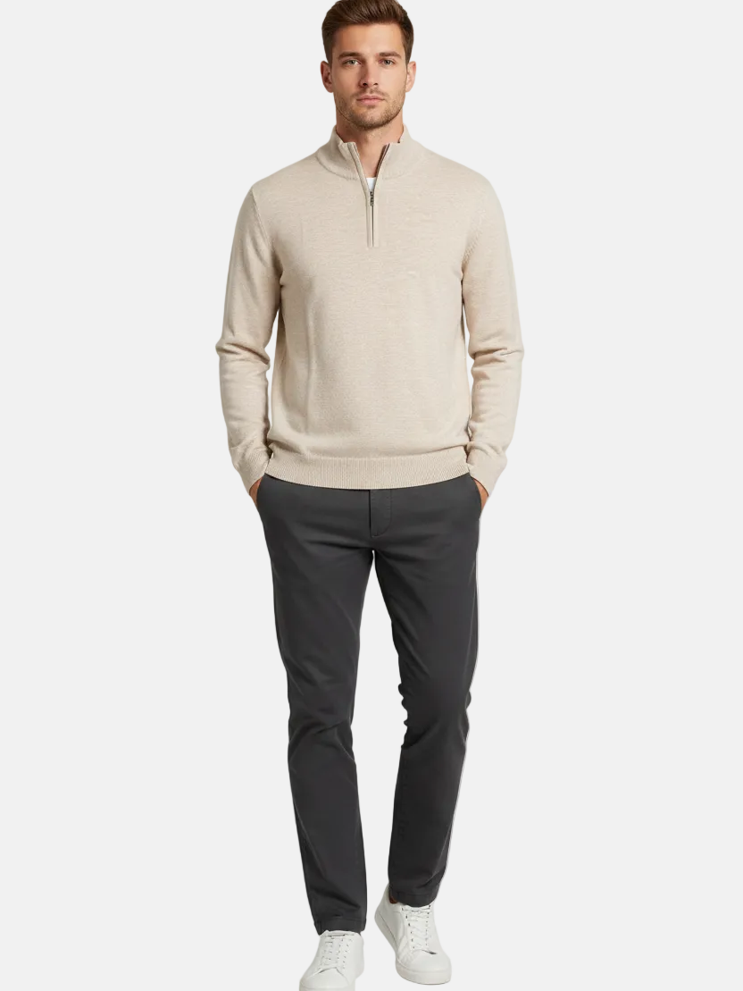 Halron Beige Half-Zip Pullover - Styled