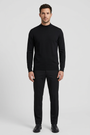 Lux Black pullover on model, front view