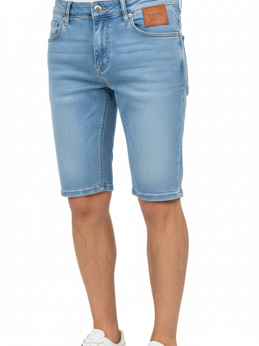 Waistband detail - Yevan Light Blue Denim Shorts
