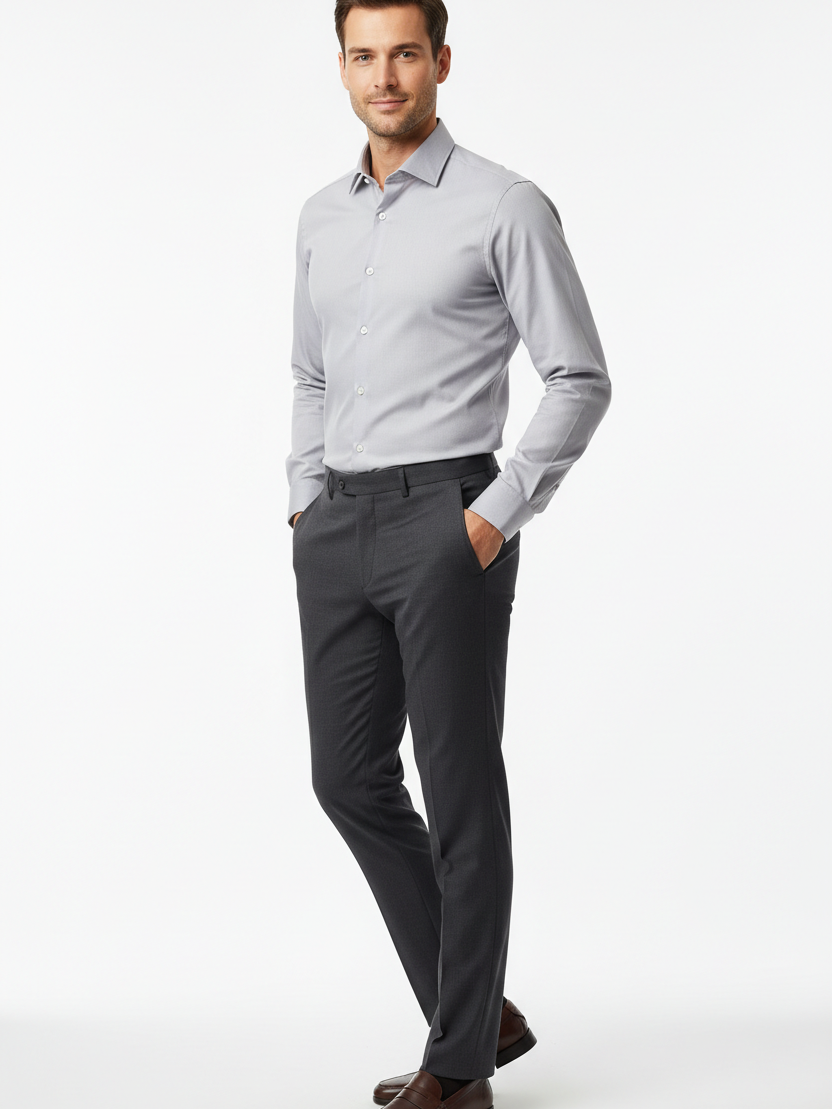 WAM DENIM Norvik Light Grey Shirt - Three-Quarter View