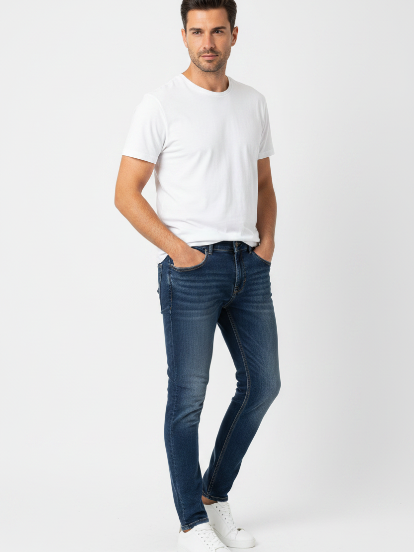 WAM DENIM Jeans 72453 Fenric Dark Blue - Three-Quarter View