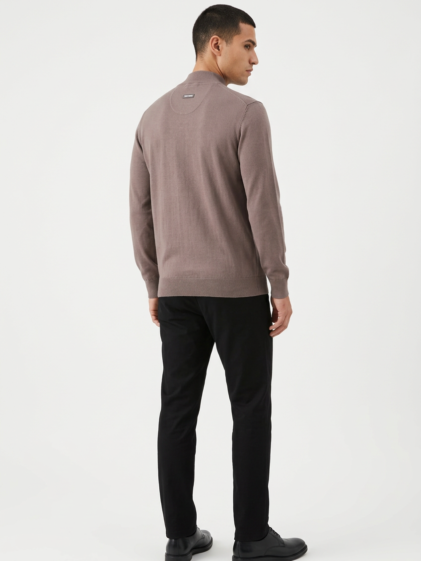 Pullover 76441 Lux Light Brown back three-quarter model view