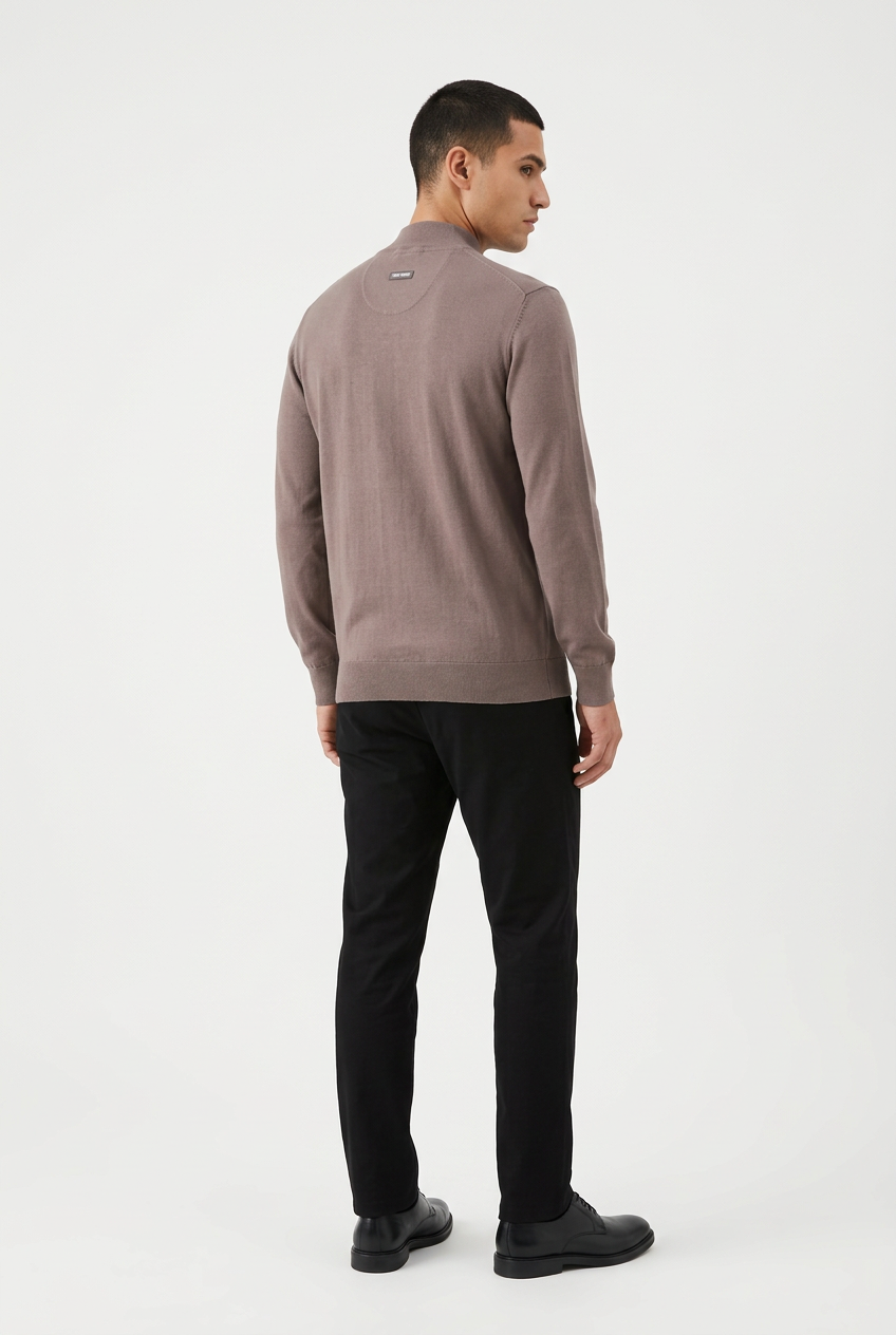 Pullover 76441 Lux Light Brown back three-quarter model view