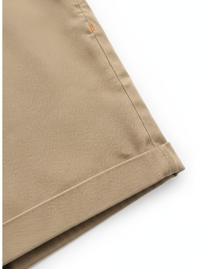 Wam Denim Kelden Dark Beige Chino Shorts – turned-up cuff hem detail