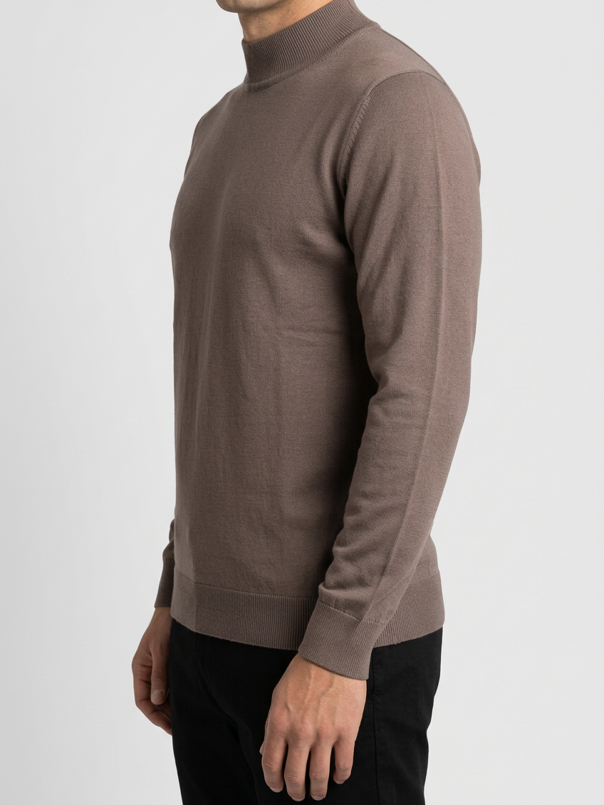 Pullover 76441 Lux Light Brown knit cuff and hem detail