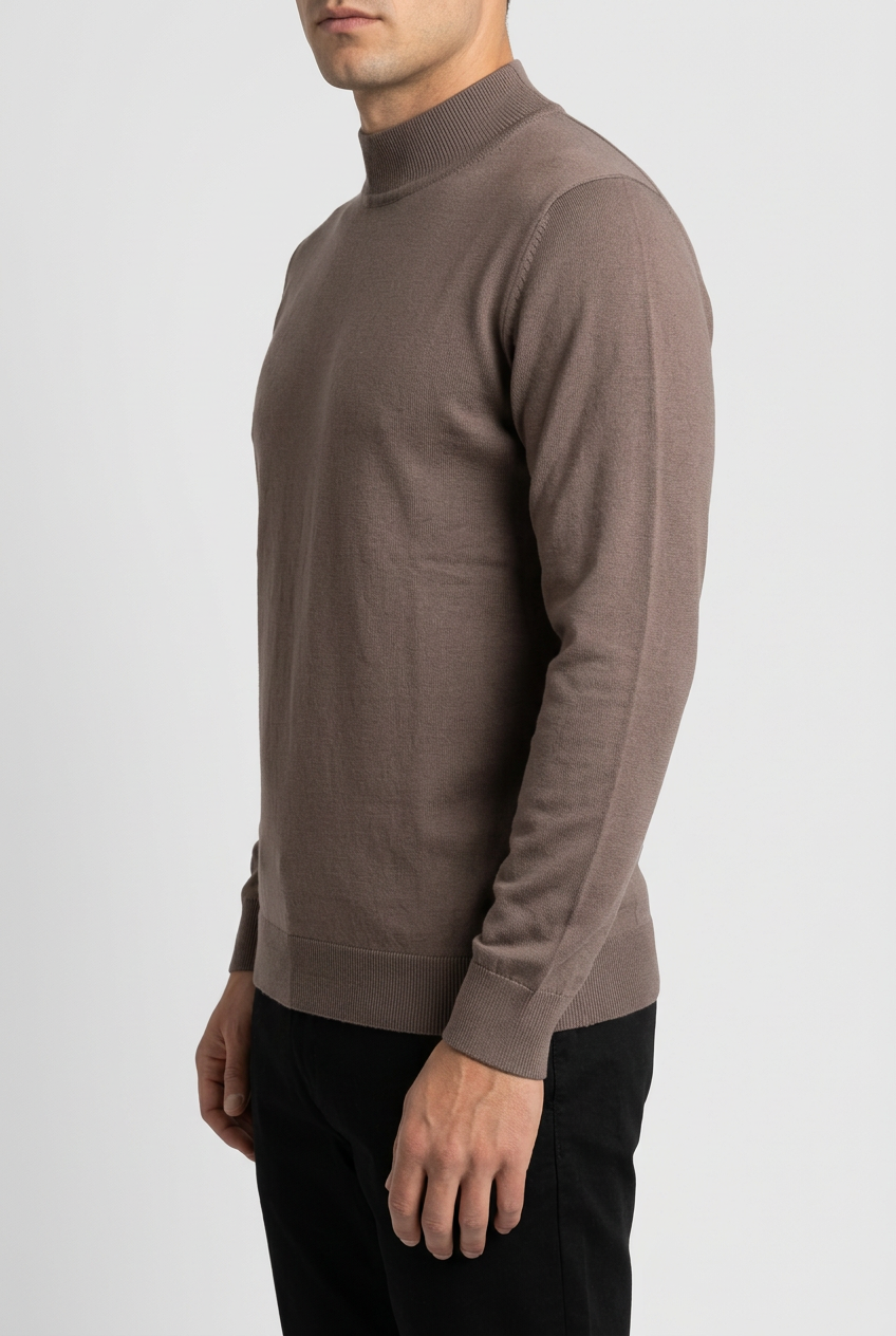Pullover 76441 Lux Light Brown knit cuff and hem detail