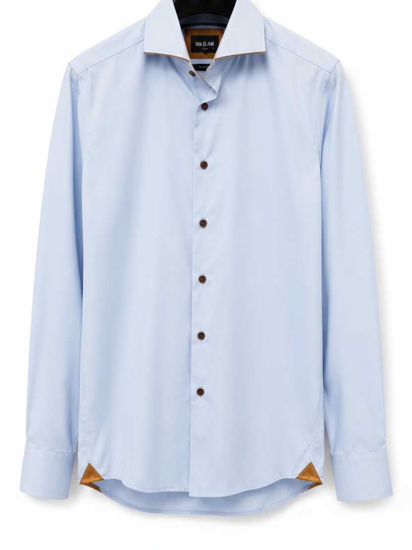 Wam Denim Ordin Light Blue Long Sleeve Shirt – front hanger view with size label