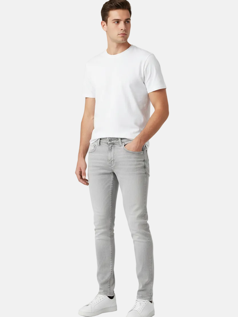 Halvik Light Grey Jeans - Front Three Quarter