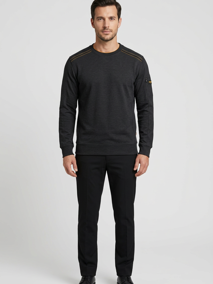 Daelor Black sweater on model, front view