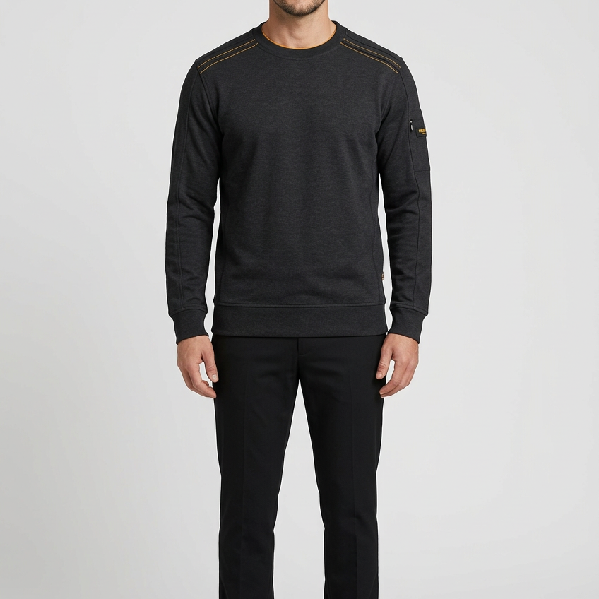 Daelor Black sweater on model, front view