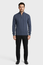 Mist Navy pullover on model, front view