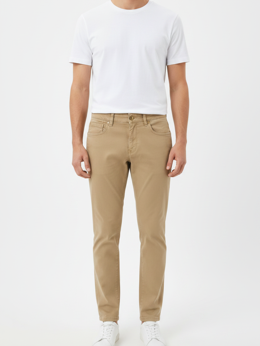 WAM DENIM Chino 72446 Thalin Dark Beige - Front View