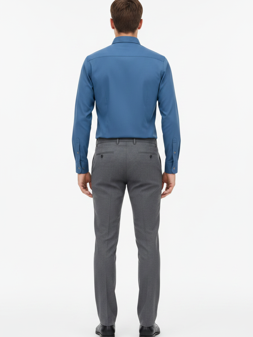 Wam Denim Vuric Petrol Long Sleeve Shirt – back view on model