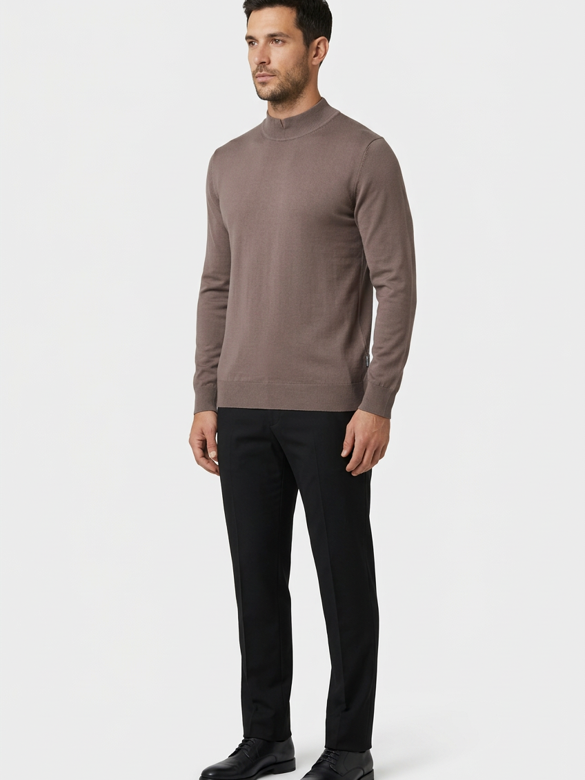 Pullover 76441 Lux Light Brown front-left model view