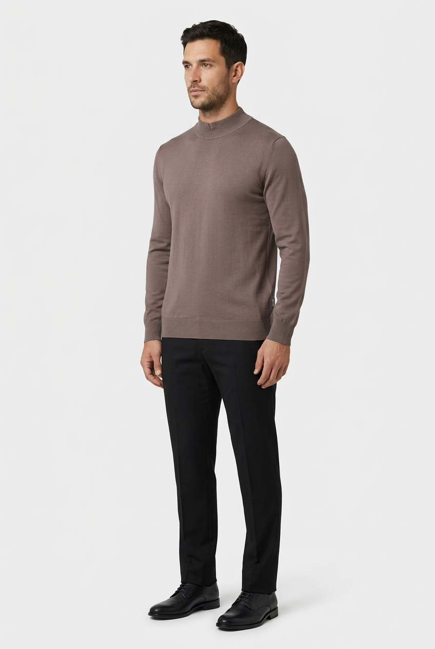 Pullover 76441 Lux Light Brown front-left model view