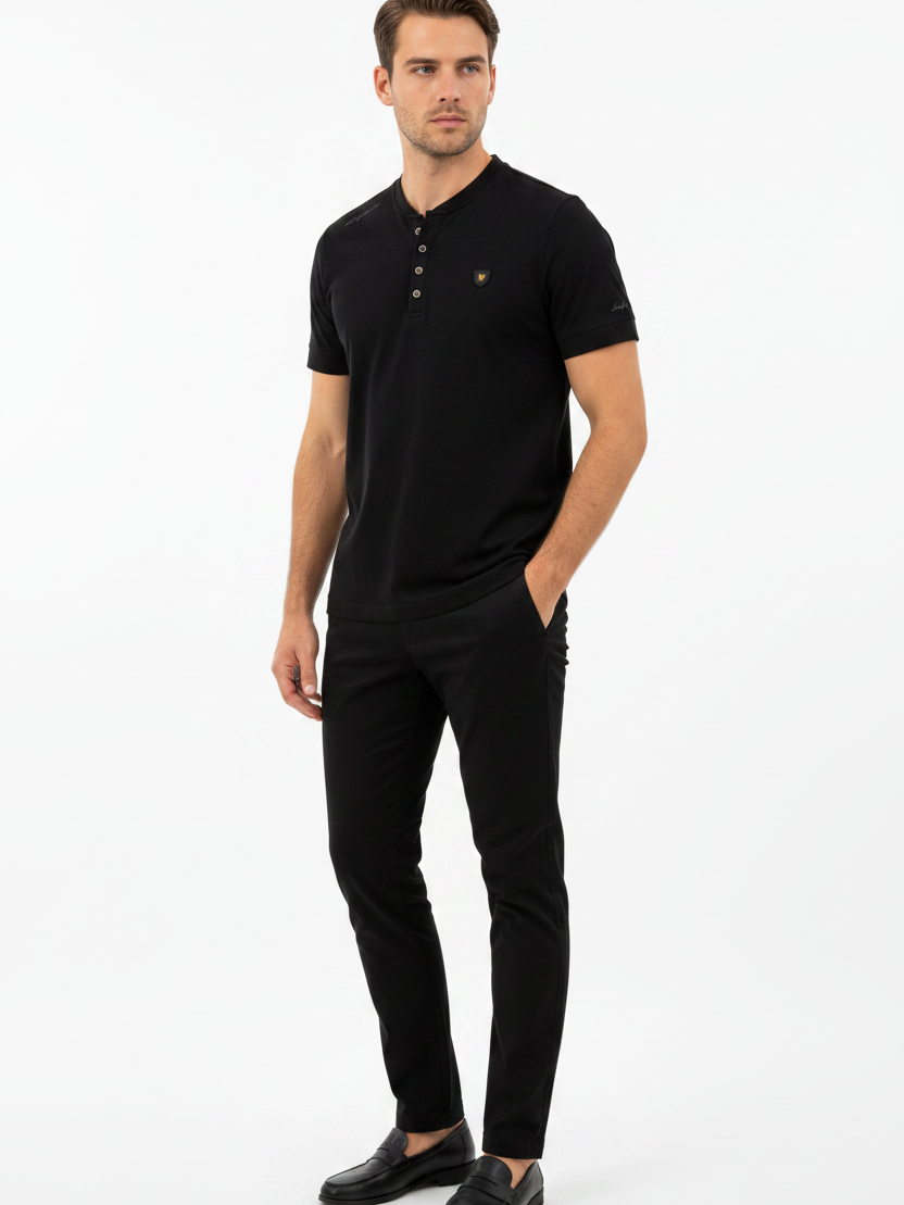 WAM DENIM T-Shirt 79664 Velvet Black - Three-Quarter View