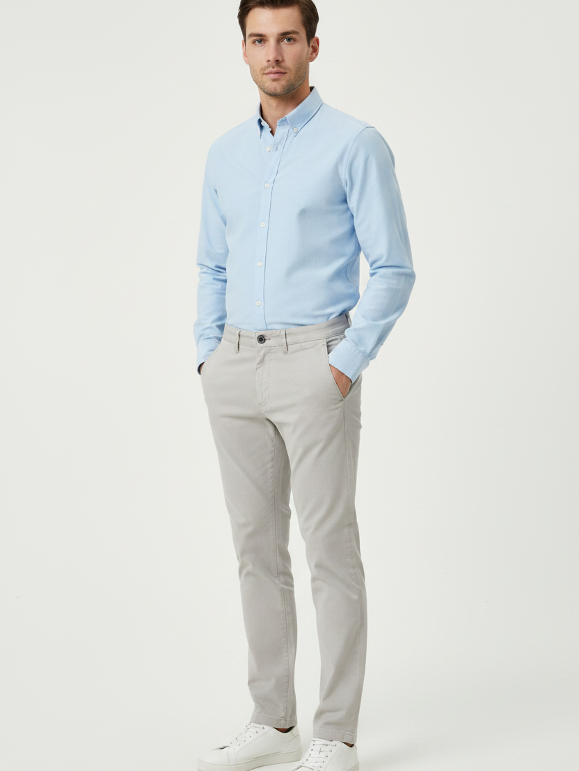 WAM DENIM Chino 72458 Kelvin Grey - Three-Quarter View