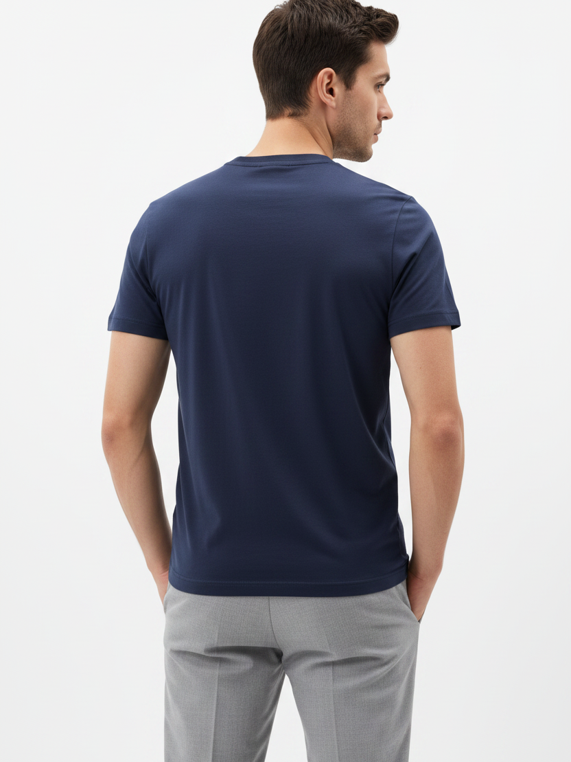 Wam Denim Cromer Navy T-shirt – model back view