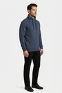 Malvik Navy sweater on model, side view
