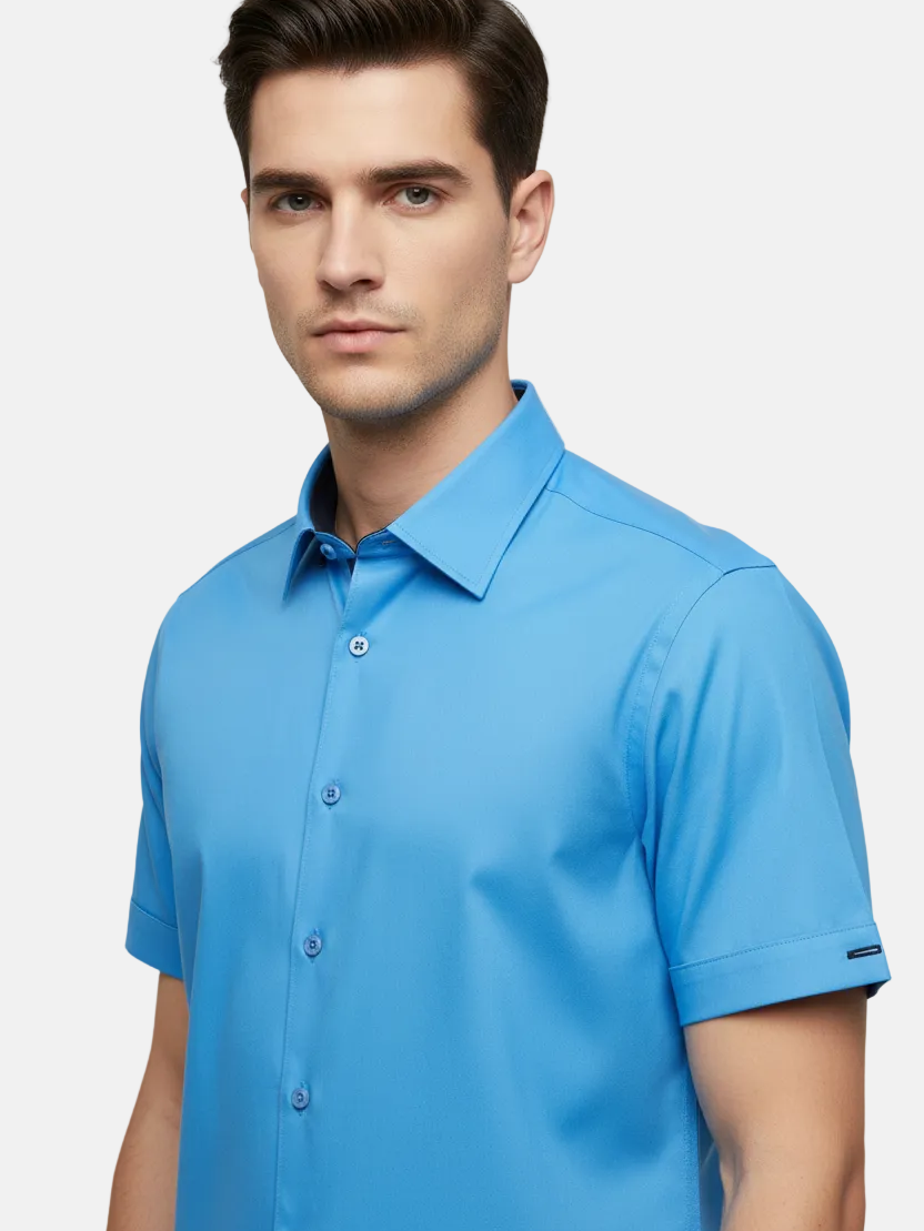 Valmor Sky Blue Short Sleeve Shirt - Front Upper Body