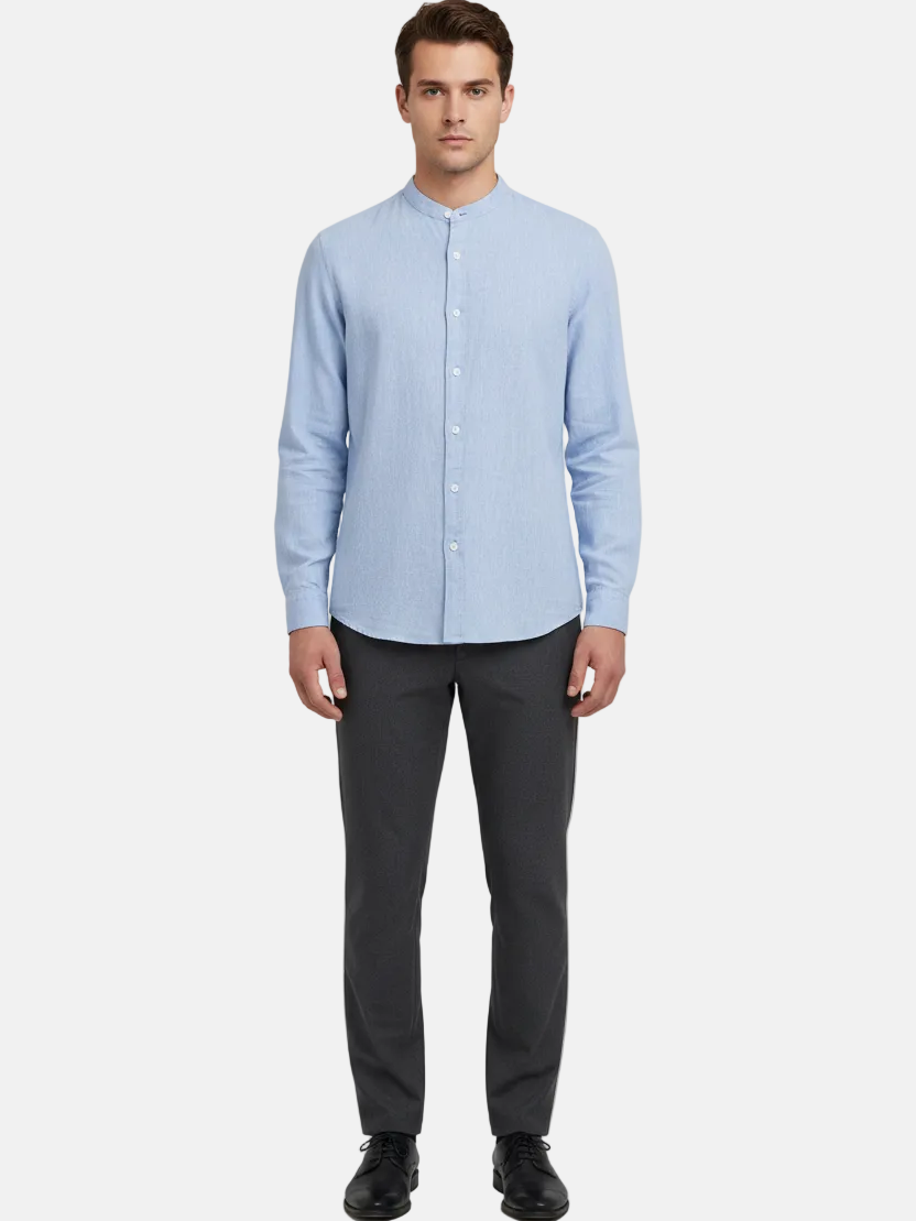 Merax Blue Long Sleeve Shirt - Tucked In
