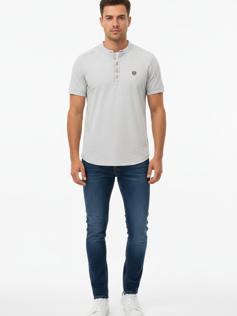 WAM DENIM T-Shirt 79664 Velvet Light Grey - Front View