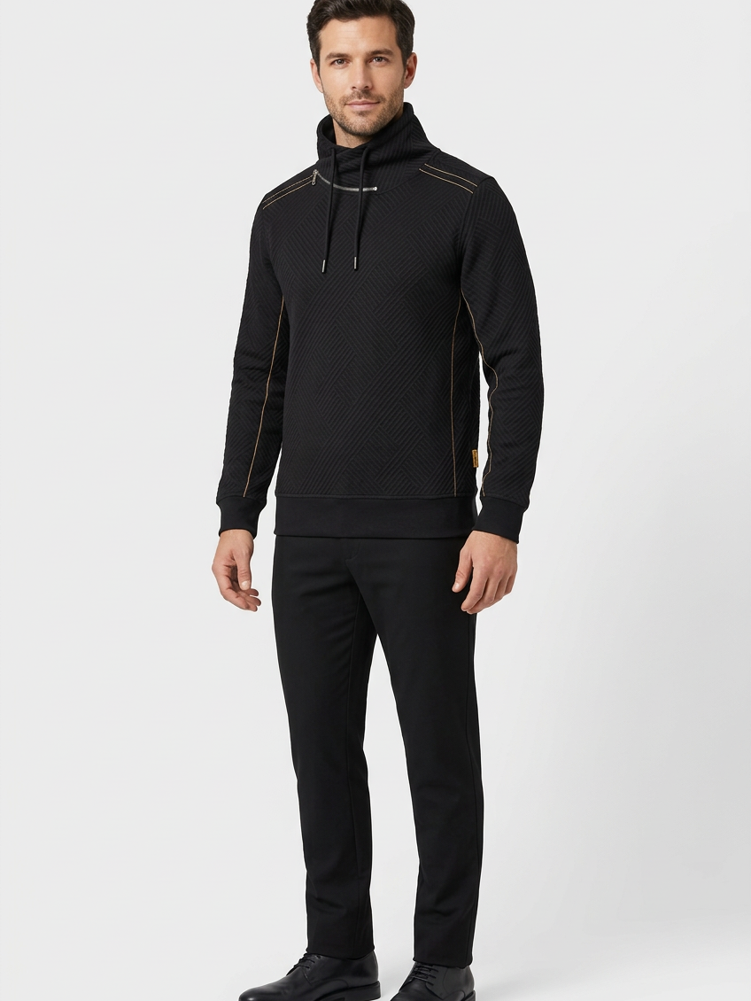 Kavrix Black sweater on model, side view