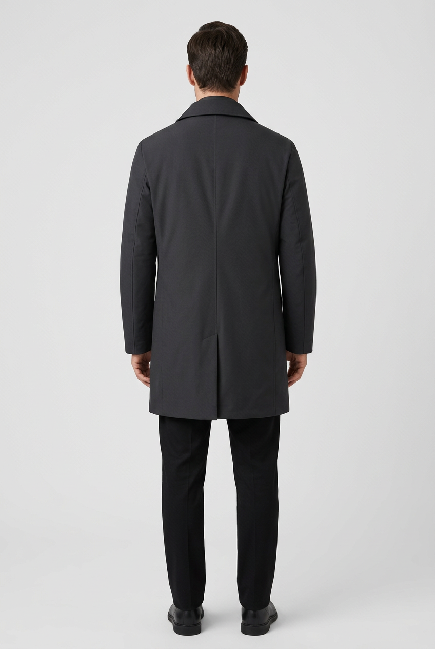 Trek winter jacket on model, back view