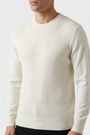 Poise Off White pullover neckline and knit detail on model