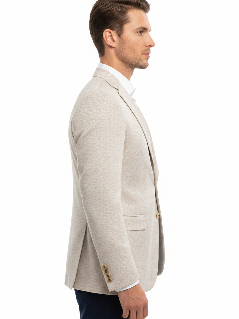Wam Denim Corlan Light Beige Blazer – side profile view on model